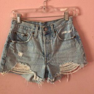 Levi’s 501 Light blue cutoff frayed denim shorts